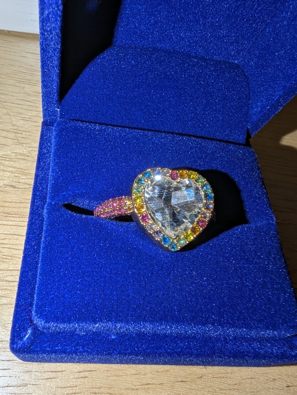 Kurt Geiger Multicolor Heart Crystal Statement Ring - Picture 2 of 4